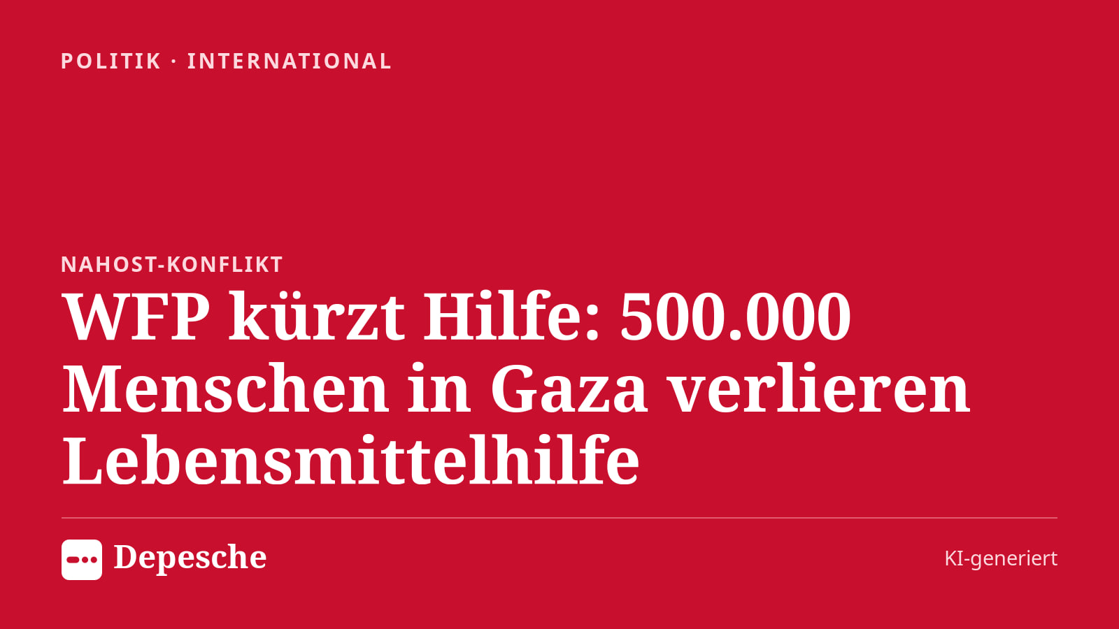 Politik: WFP kürzt Hilfe: 500.000 Menschen in Gaza verlieren Lebensmittelhilfe