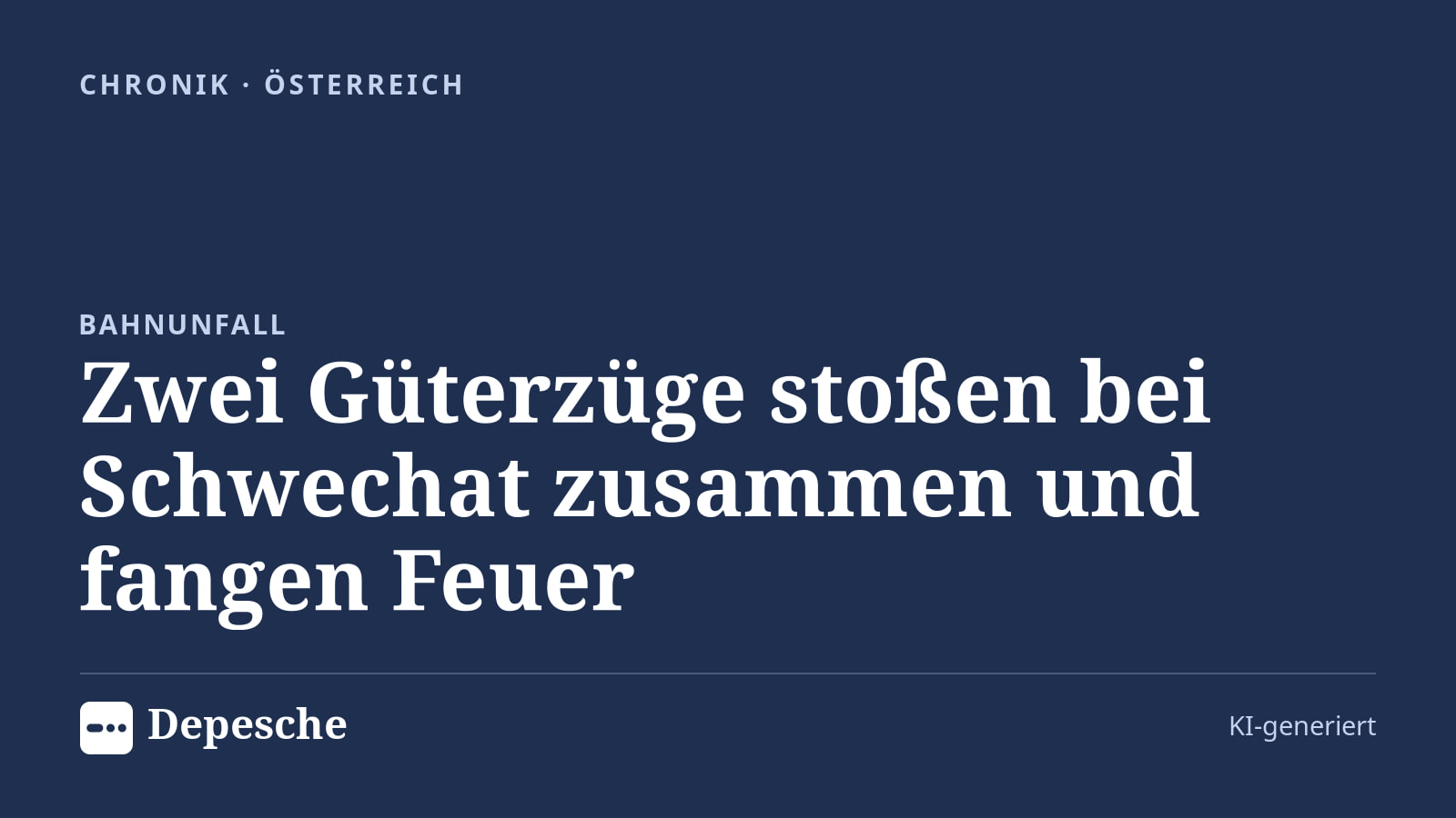 Chronik: Zwei Güterzüge stoßen bei Schwechat zusammen und fangen Feuer