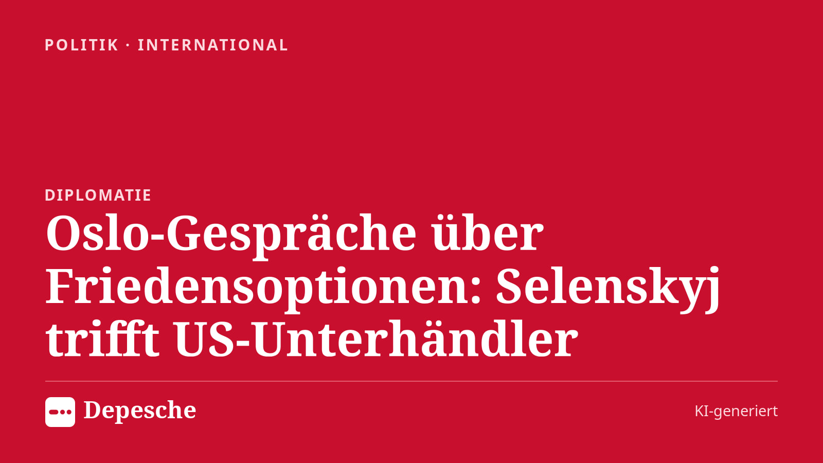 Politik: Oslo-Gespräche über Friedensoptionen: Selenskyj trifft US-Unterhändler