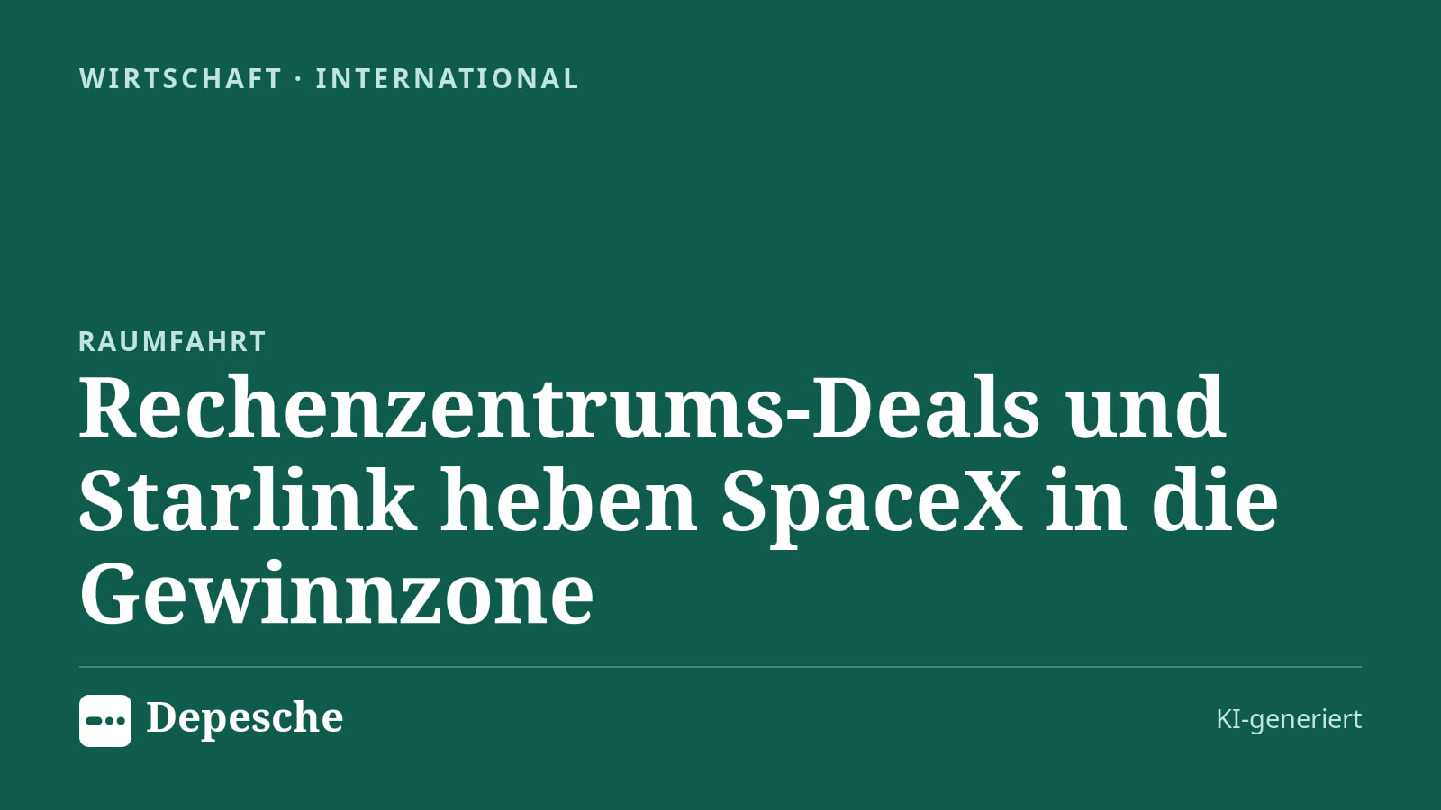 Wirtschaft: Rechenzentrums-Deals und Starlink heben SpaceX in die Gewinnzone
