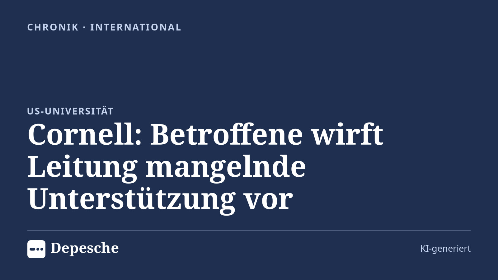 Chronik: Cornell: Betroffene wirft Leitung mangelnde Unterstützung vor