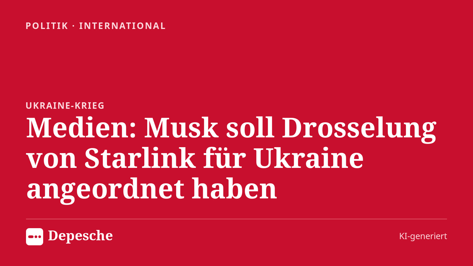 Politik: Medien: Musk soll Drosselung von Starlink für Ukraine angeordnet haben