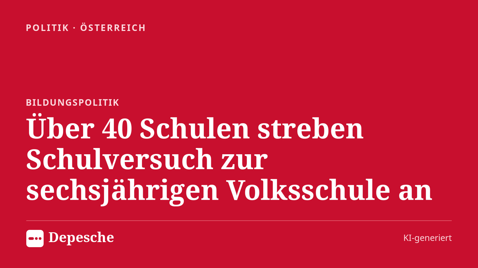 Politik: Über 40 Schulen streben Schulversuch zur sechsjährigen Volksschule an