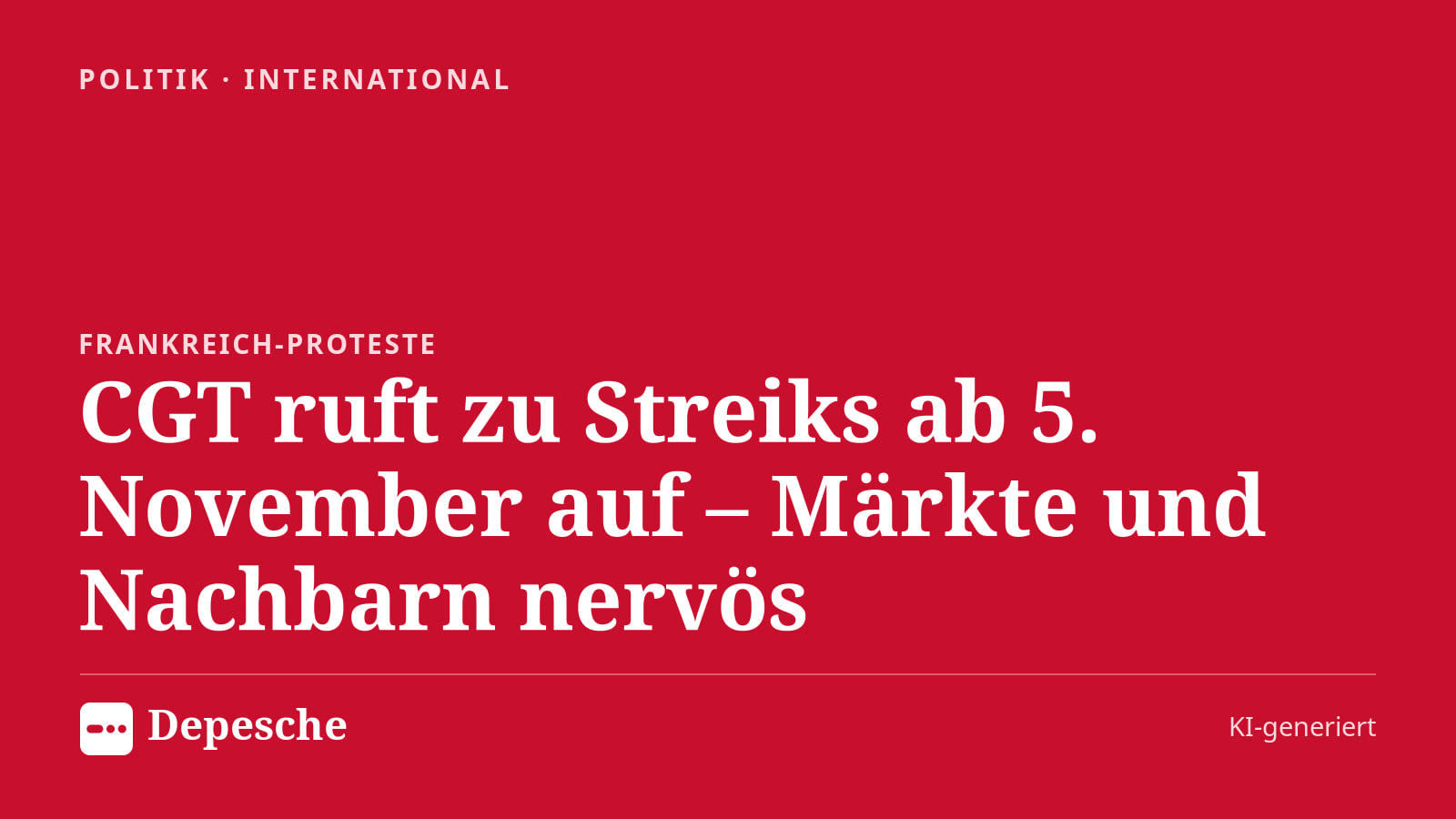 Politik: CGT ruft zu Streiks ab 5. November auf – Märkte und Nachbarn nervös