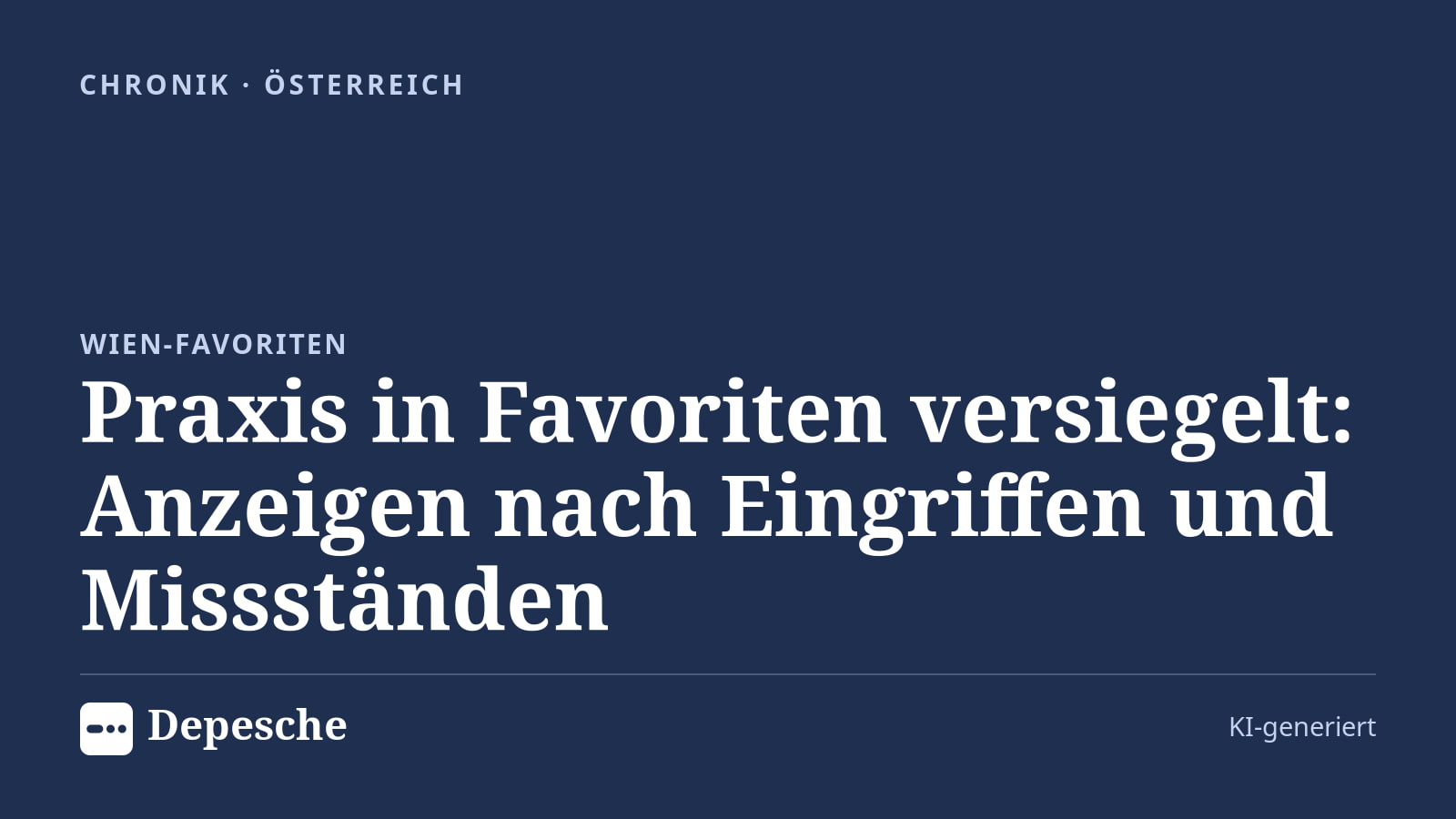 Chronik: Praxis in Favoriten versiegelt: Anzeigen nach Eingriffen und Missständen