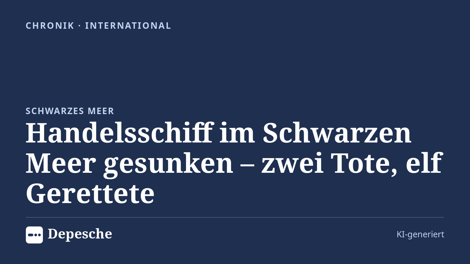 Chronik: Handelsschiff im Schwarzen Meer gesunken – zwei Tote, elf Gerettete