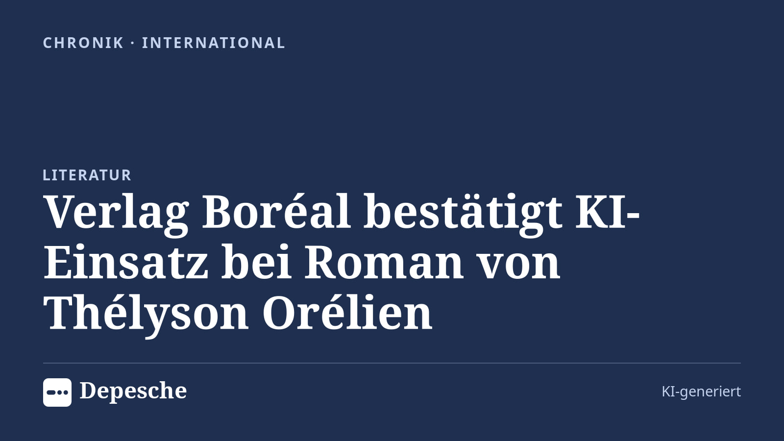 Chronik: Verlag Boréal bestätigt KI-Einsatz bei Roman von Thélyson Orélien