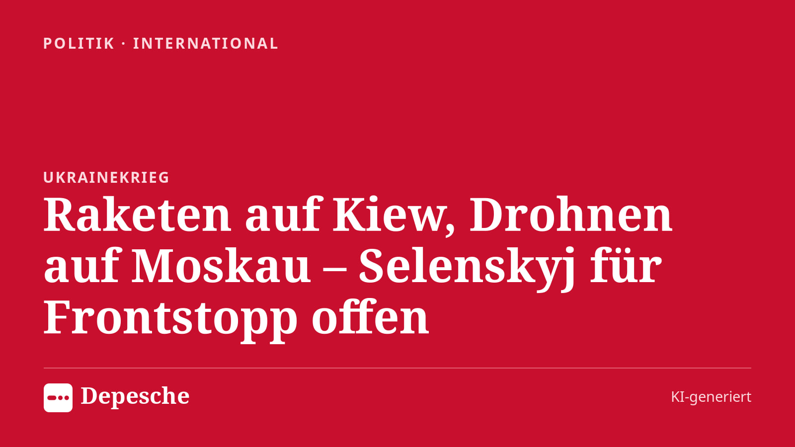 Politik: Raketen auf Kiew, Drohnen auf Moskau – Selenskyj für Frontstopp offen