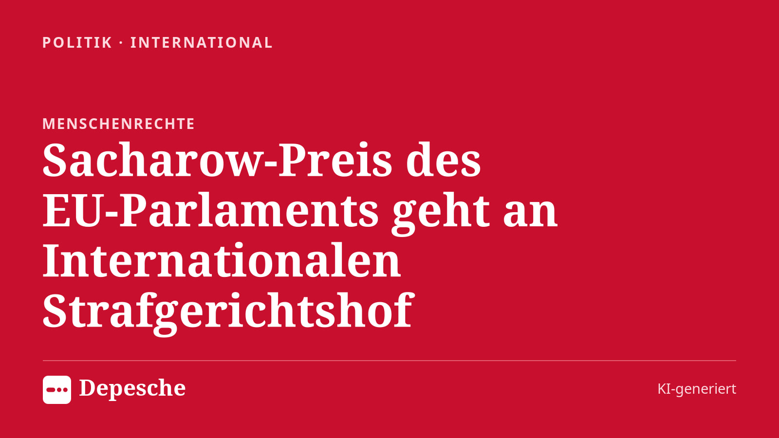 Politik: Sacharow‑Preis des EU‑Parlaments geht an Internationalen Strafgerichtshof