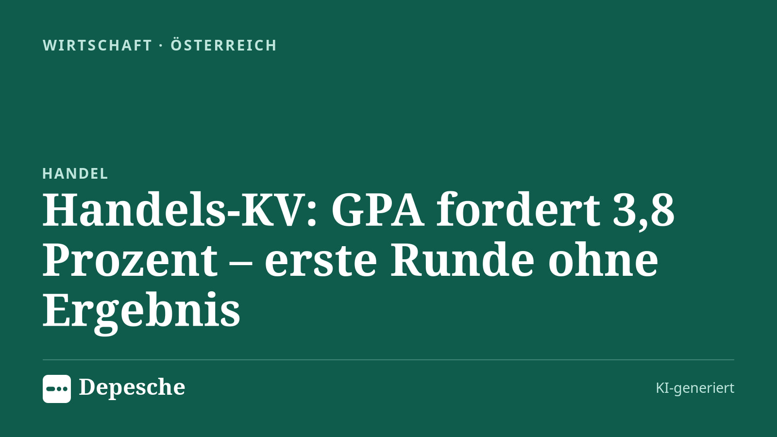 Wirtschaft: Handels-KV: GPA fordert 3,8 Prozent – erste Runde ohne Ergebnis