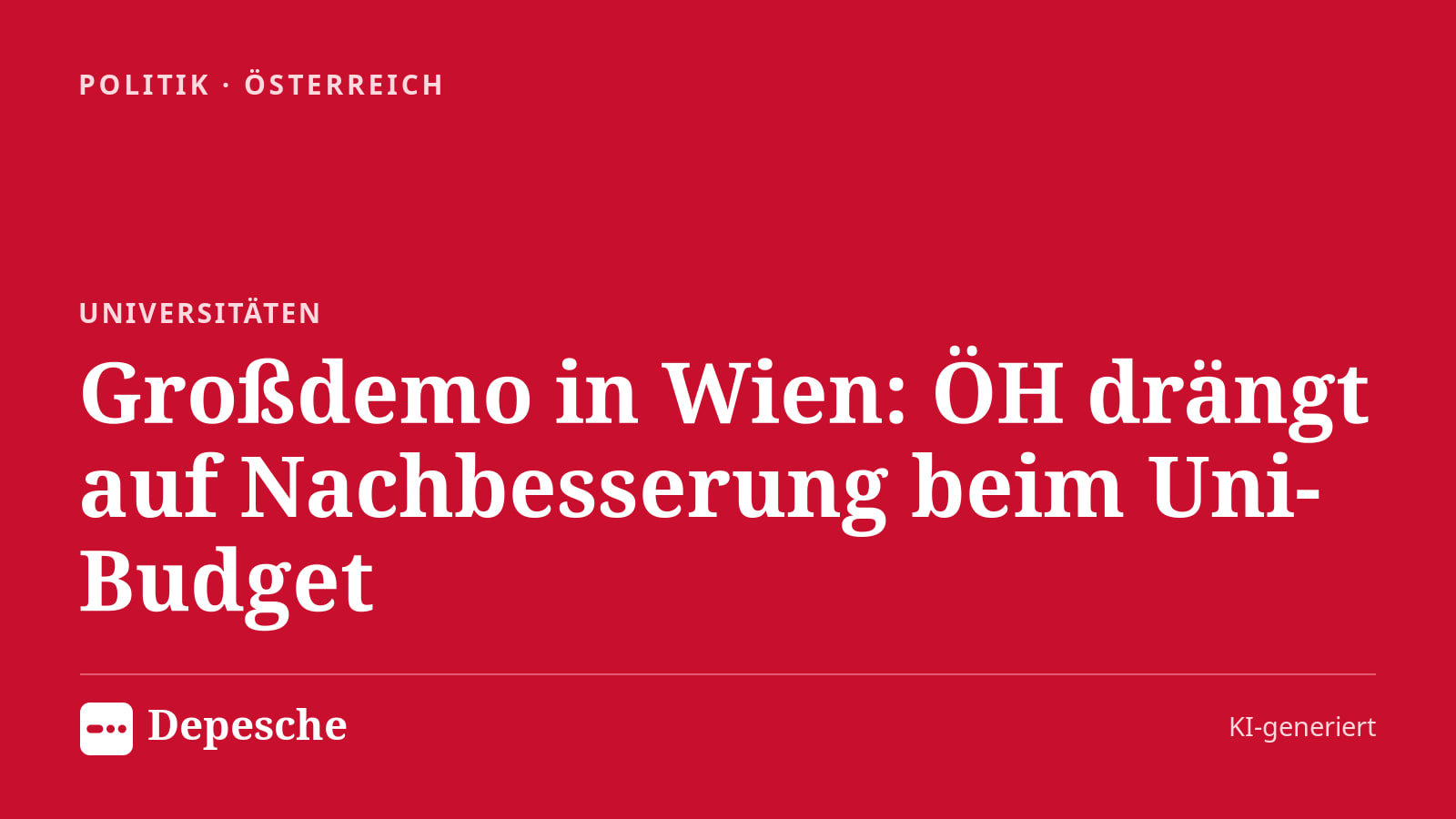 Politik: Großdemo in Wien: ÖH drängt auf Nachbesserung beim Uni-Budget