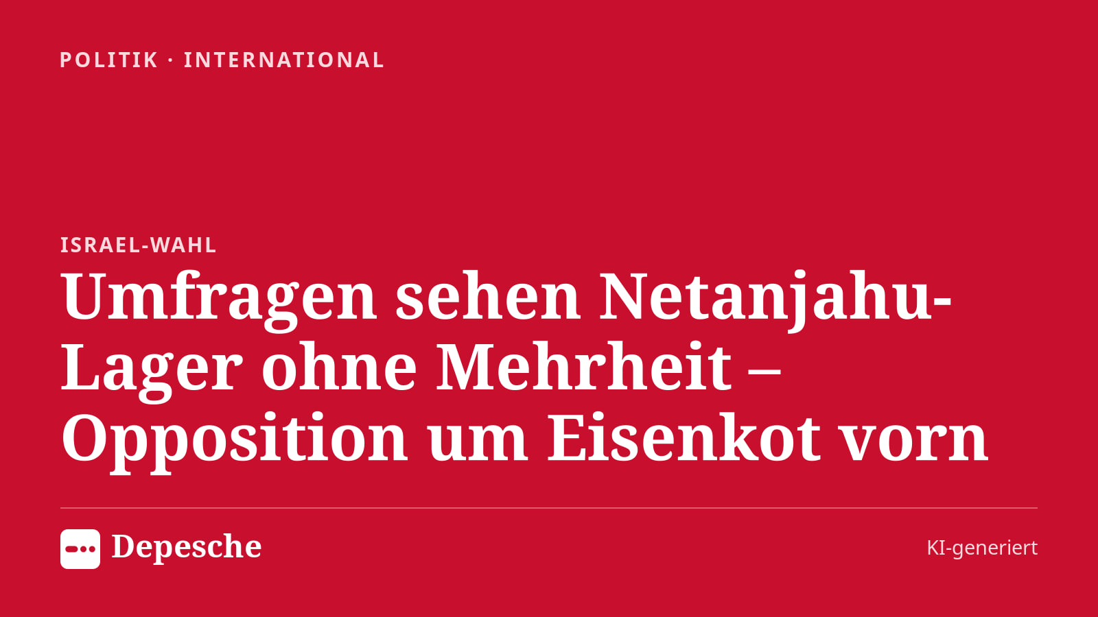 Politik: Umfragen sehen Netanjahu-Lager ohne Mehrheit – Opposition um Eisenkot vorn
