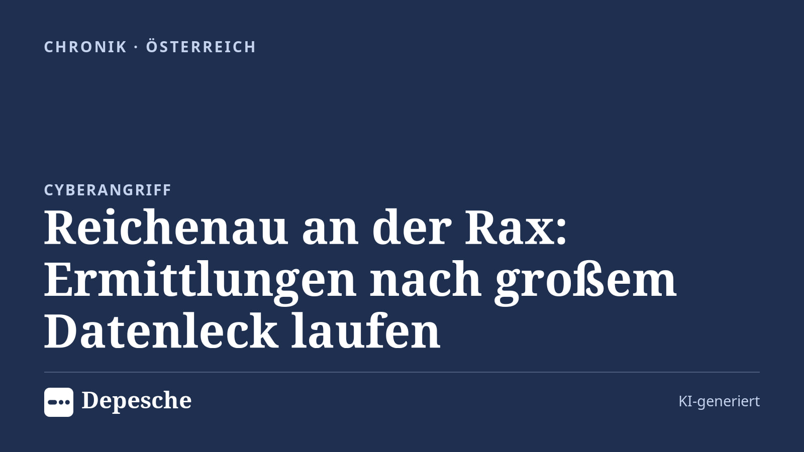 Chronik: Reichenau an der Rax: Ermittlungen nach großem Datenleck laufen