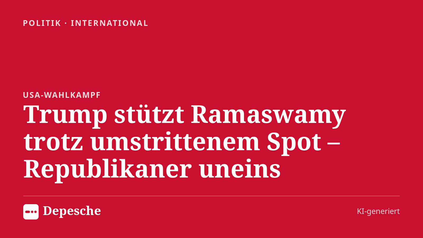 Politik: Trump stützt Ramaswamy trotz umstrittenem Spot – Republikaner uneins