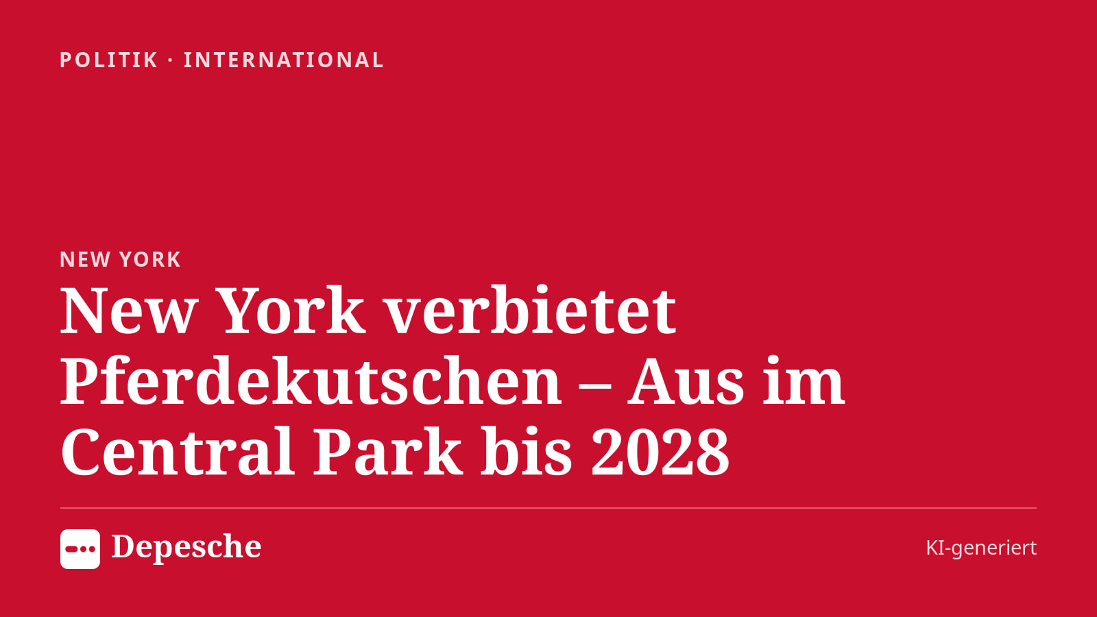Politik: New York verbietet Pferdekutschen – Aus im Central Park bis 2028