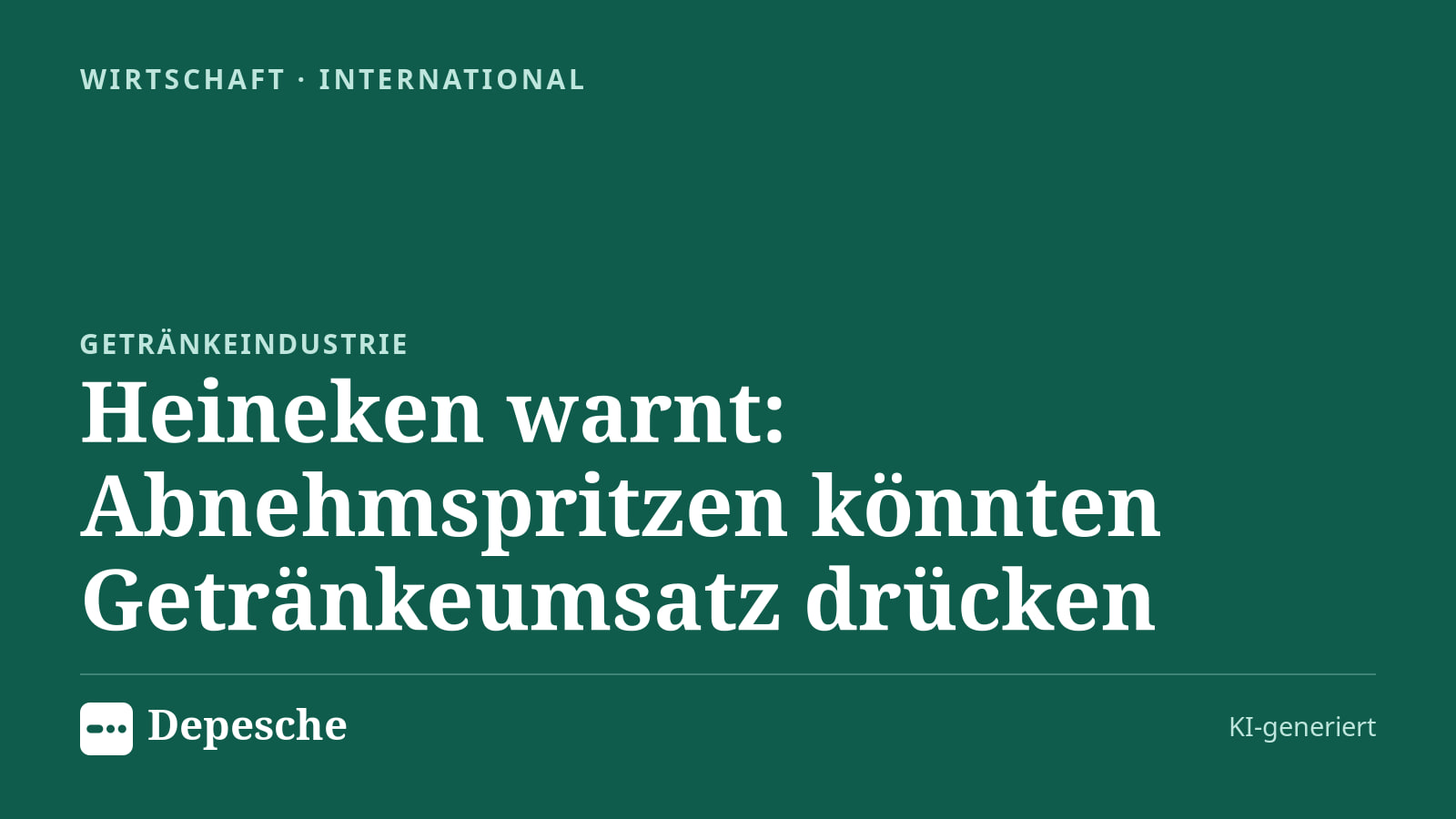 Wirtschaft: Heineken warnt: Abnehmspritzen könnten Getränkeumsatz drücken