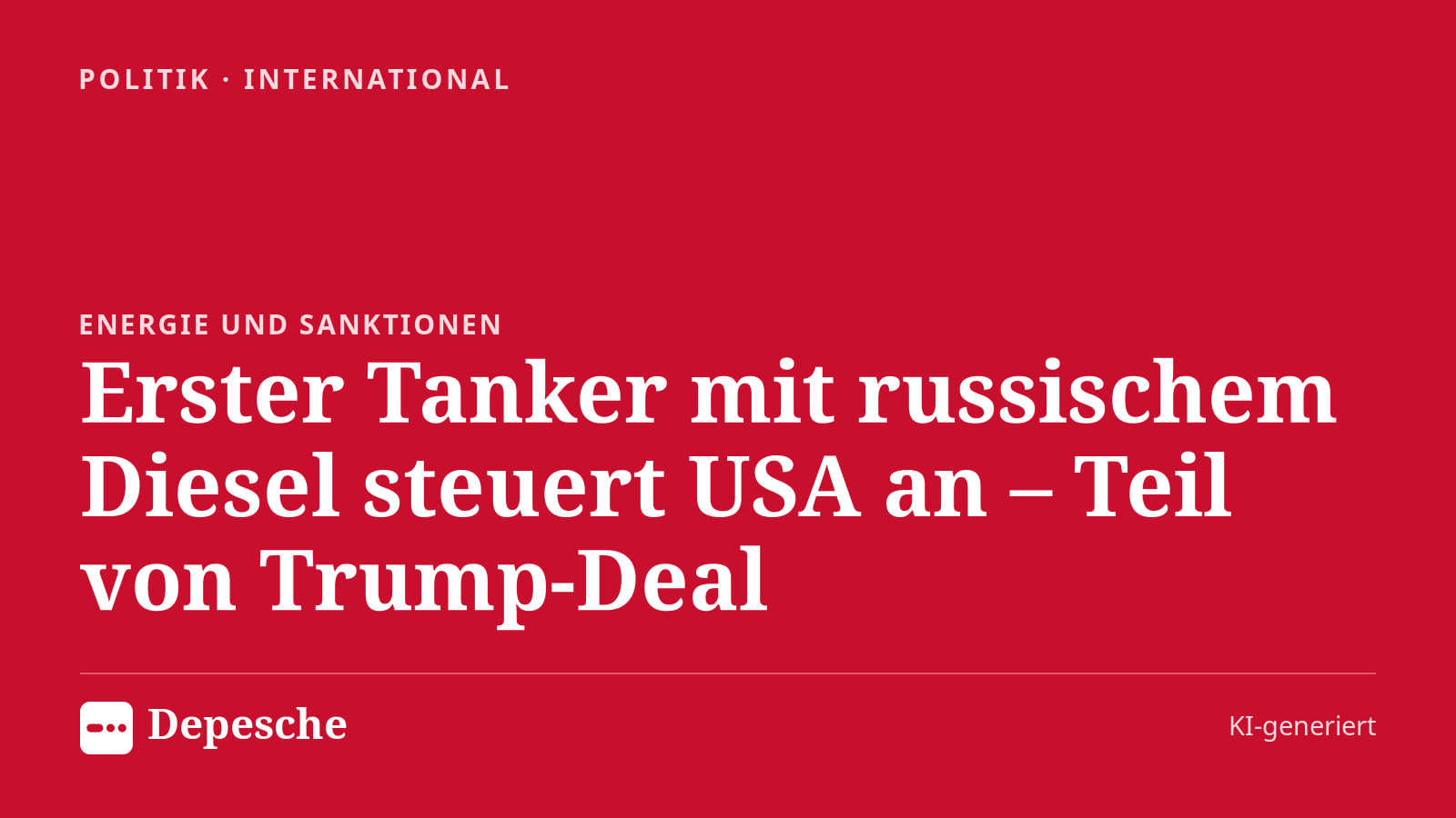 Politik: Erster Tanker mit russischem Diesel steuert USA an – Teil von Trump‑Deal