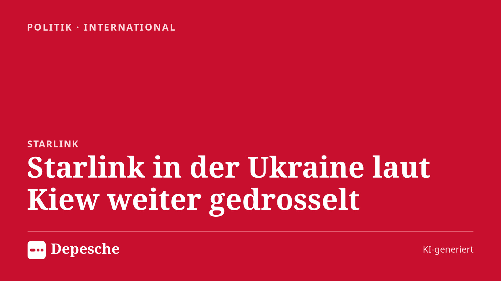 Politik: Starlink in der Ukraine laut Kiew weiter gedrosselt