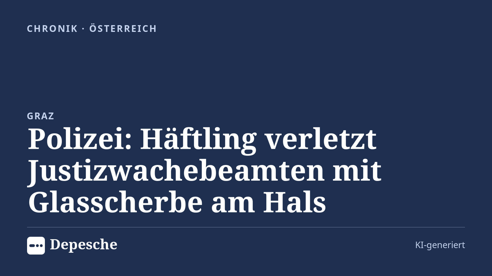 Chronik: Polizei: Häftling verletzt Justizwachebeamten mit Glasscherbe am Hals