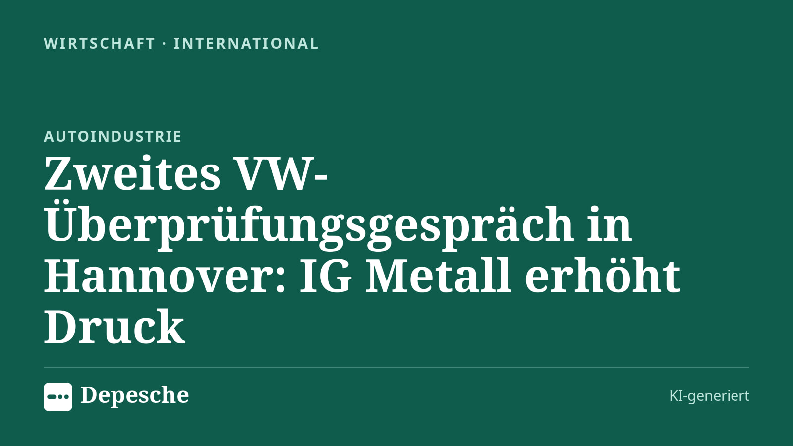 Wirtschaft: Zweites VW-Überprüfungsgespräch in Hannover: IG Metall erhöht Druck