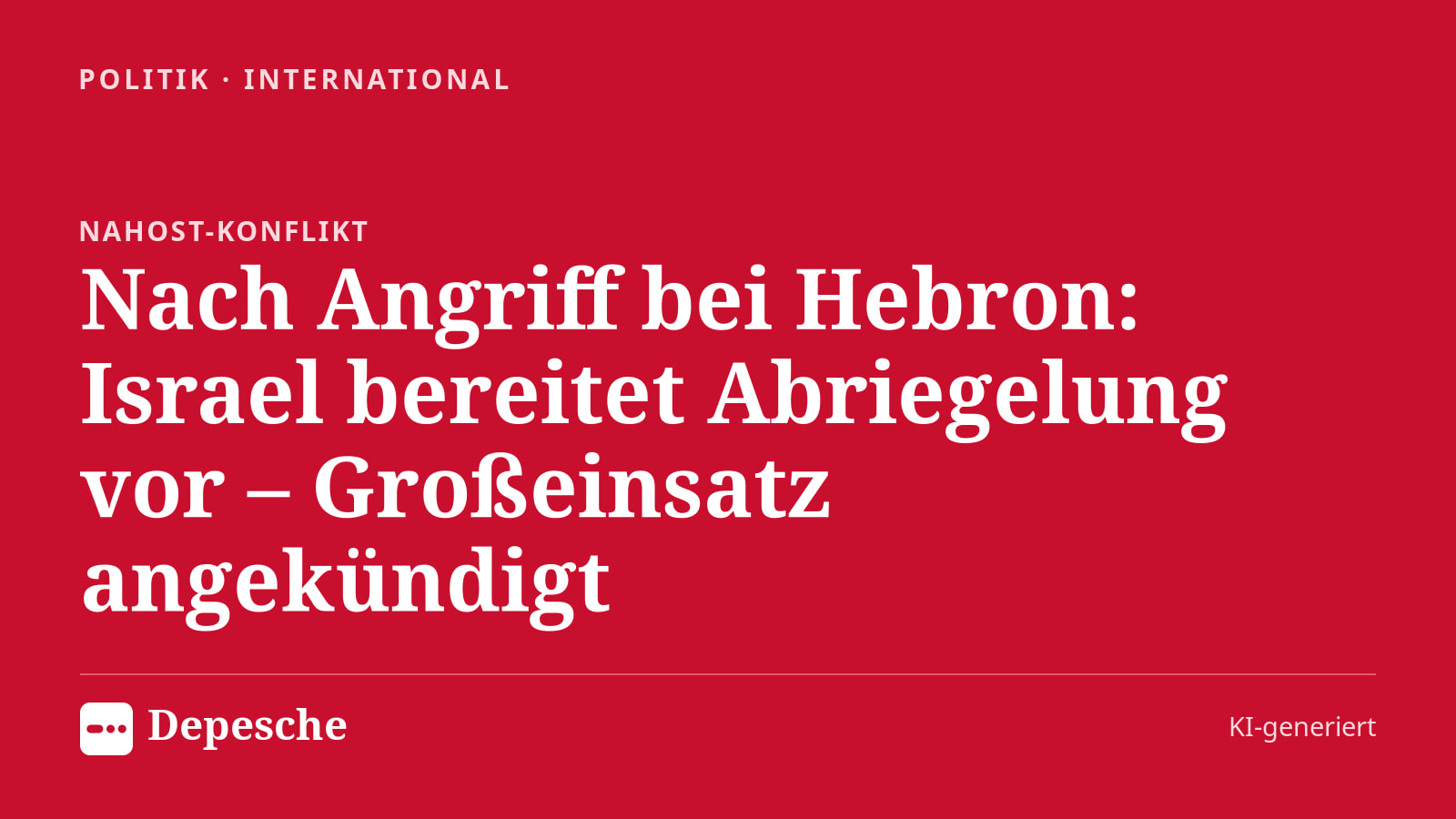 Politik: Nach Angriff bei Hebron: Israel bereitet Abriegelung vor – Großeinsatz angekündigt
