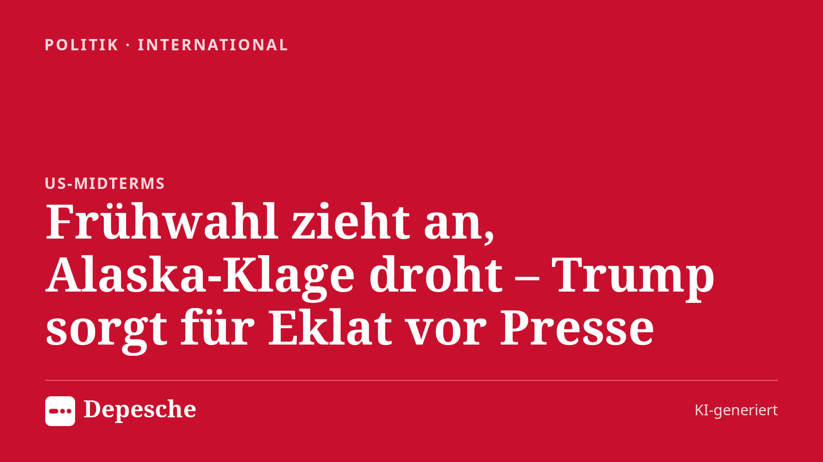 Politik: Frühwahl zieht an, Alaska‑Klage droht – Trump sorgt für Eklat vor Presse