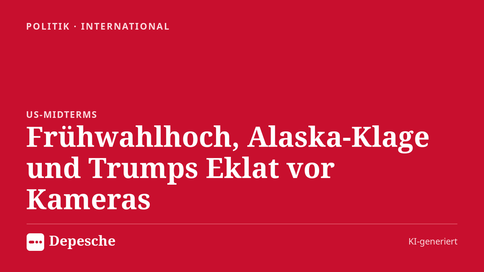 Politik: Frühwahlhoch, Alaska‑Klage und Trumps Eklat vor Kameras