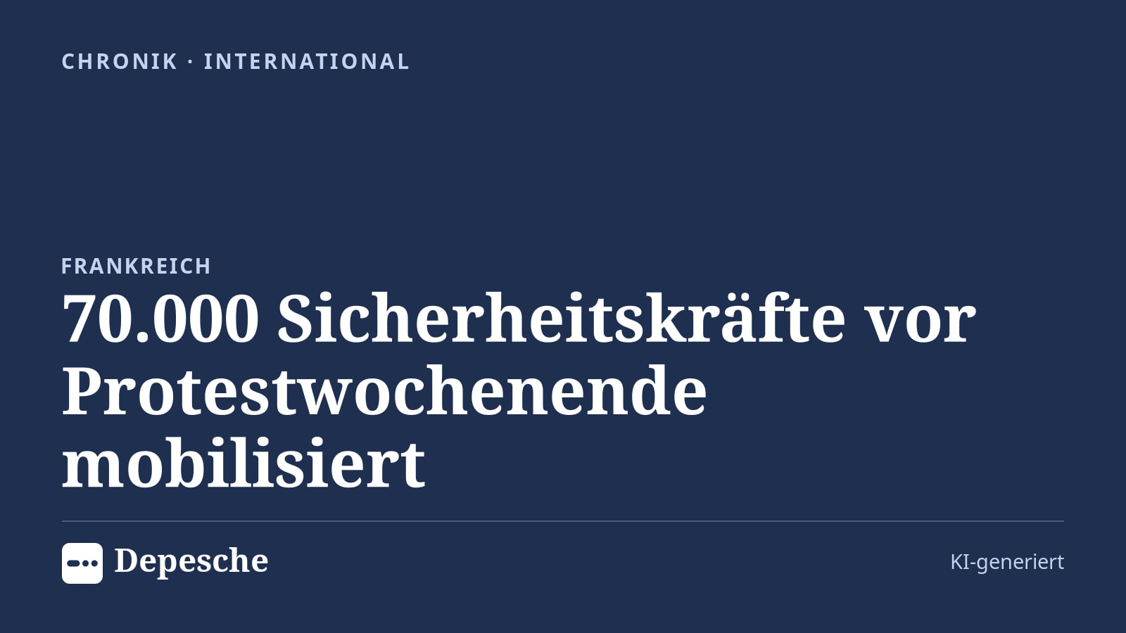 Chronik: 70.000 Sicherheitskräfte vor Protestwochenende mobilisiert