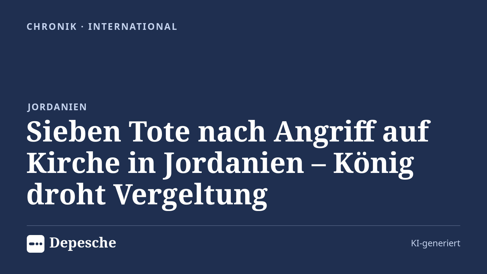 Chronik: Sieben Tote nach Angriff auf Kirche in Jordanien – König droht Vergeltung