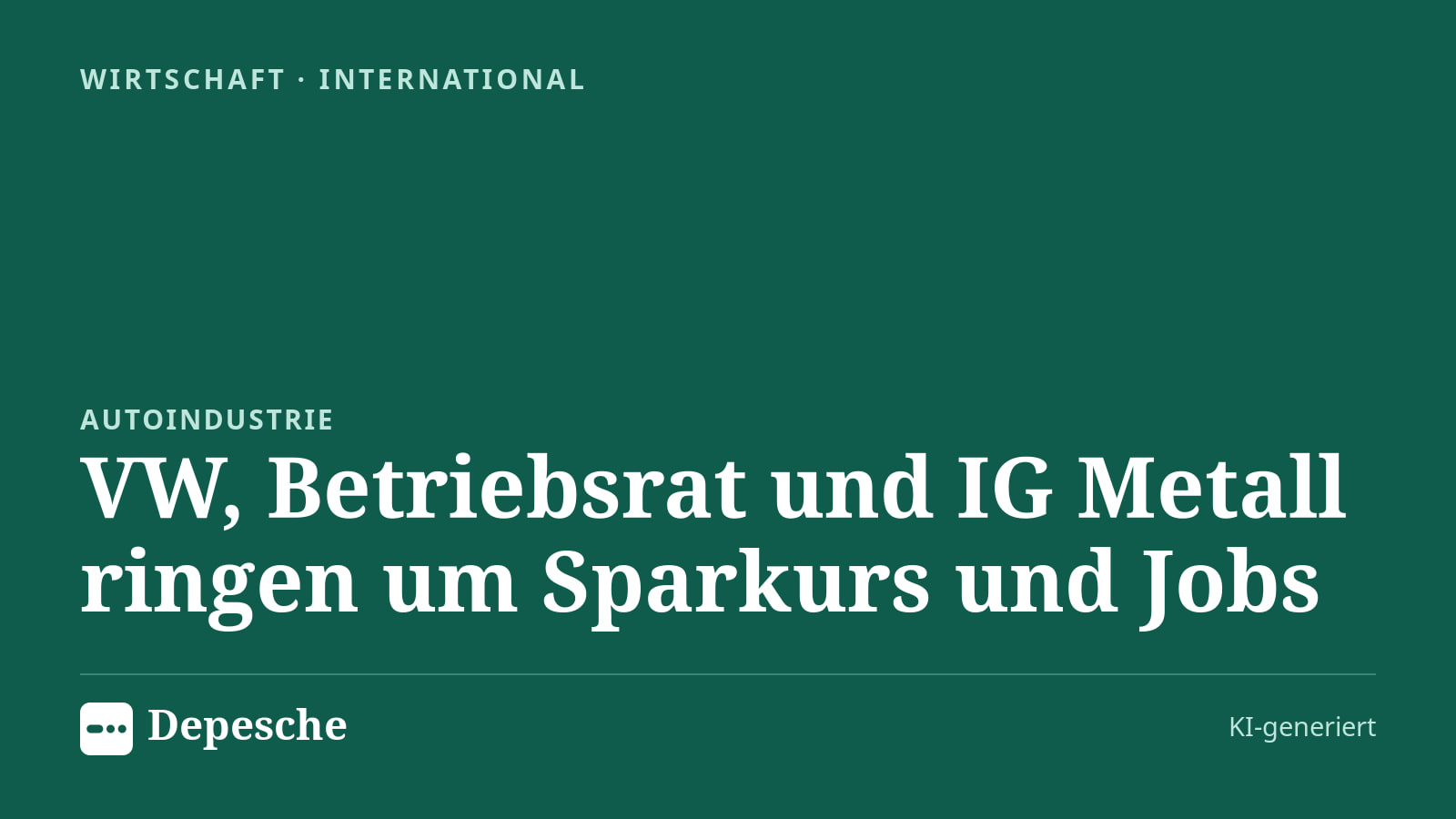 Wirtschaft: VW, Betriebsrat und IG Metall ringen um Sparkurs und Jobs