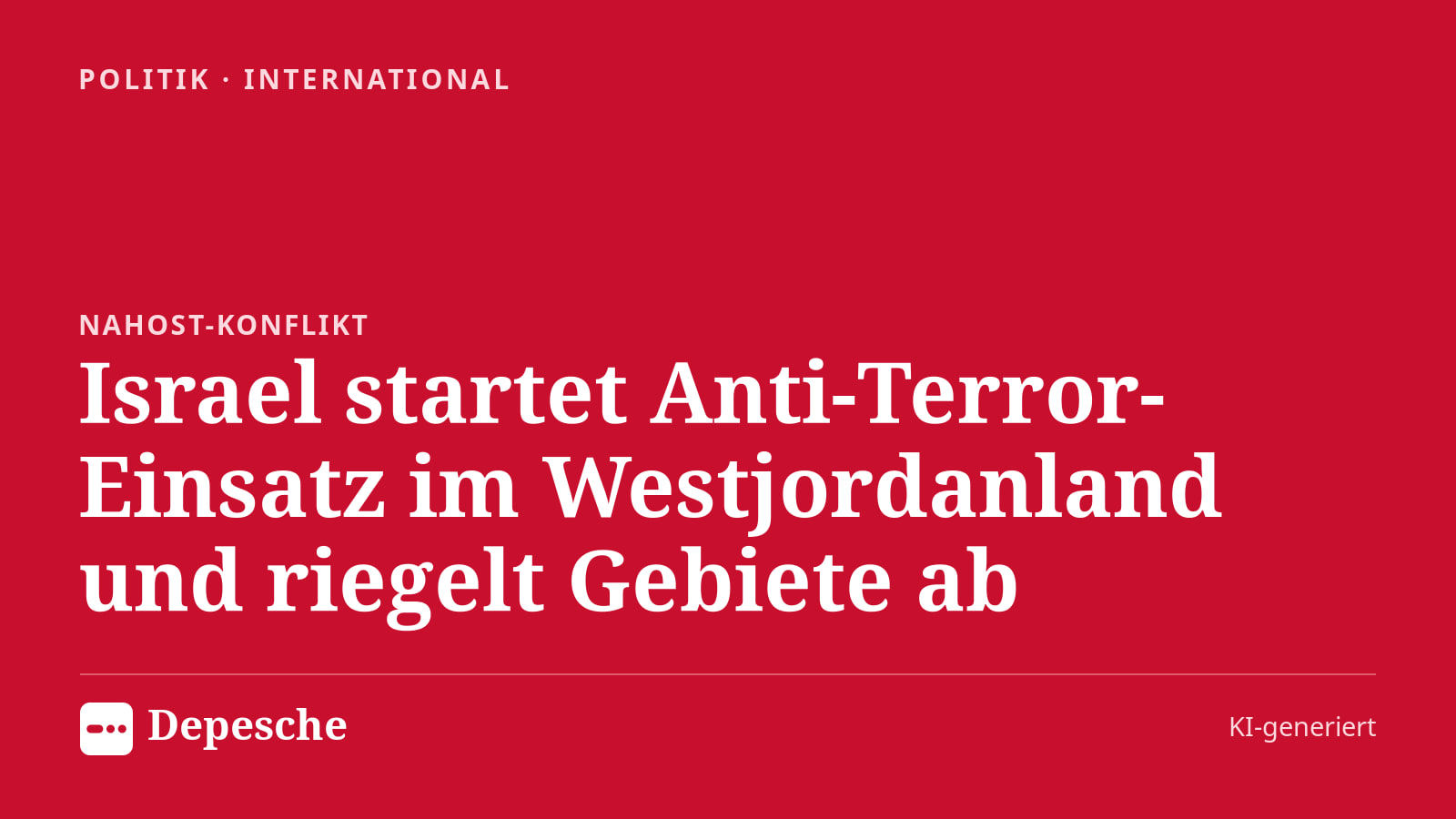 Politik: Israel startet Anti-Terror-Einsatz im Westjordanland und riegelt Gebiete ab