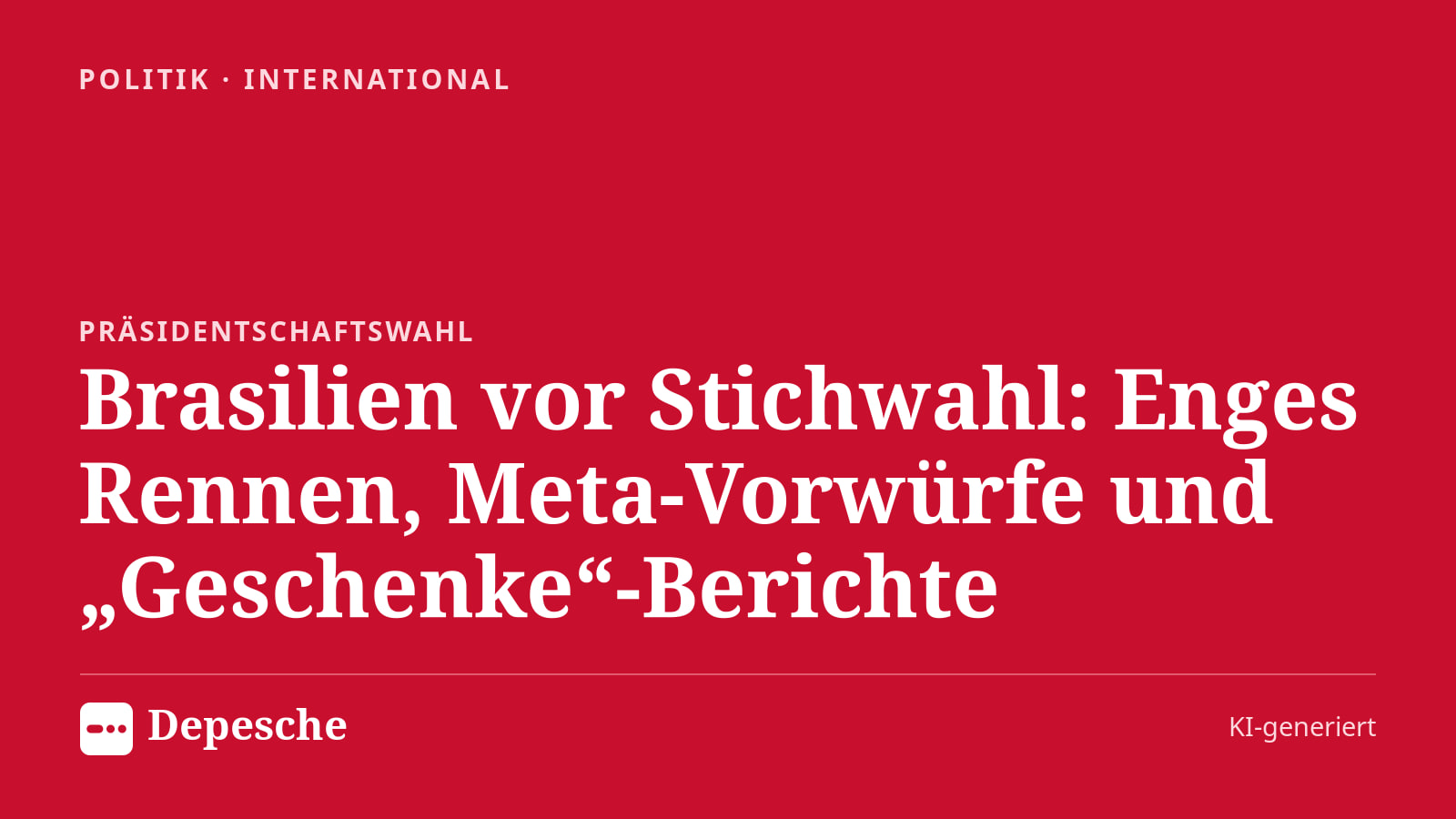Politik: Brasilien vor Stichwahl: Enges Rennen, Meta-Vorwürfe und „Geschenke“-Berichte
