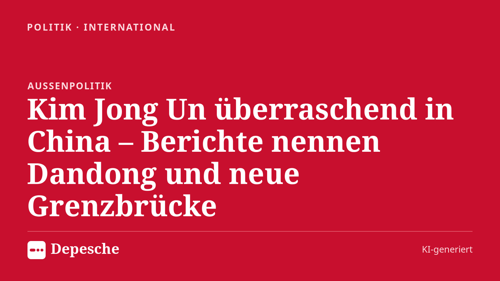 Politik: Kim Jong Un überraschend in China – Berichte nennen Dandong und neue Grenzbrücke