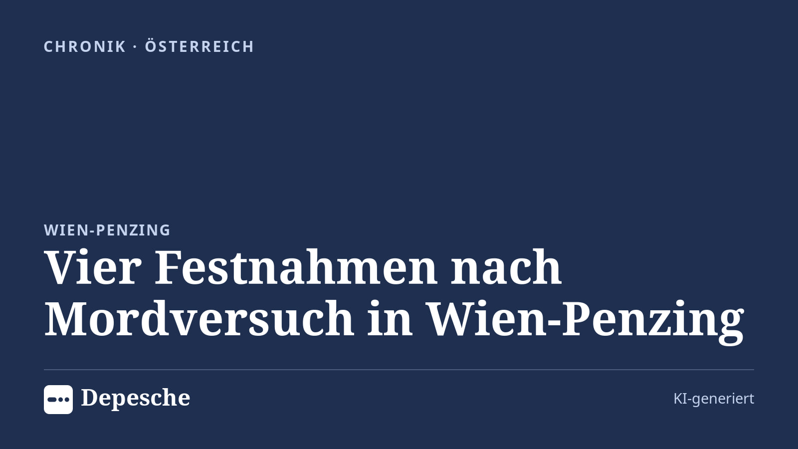 Chronik: Vier Festnahmen nach Mordversuch in Wien-Penzing