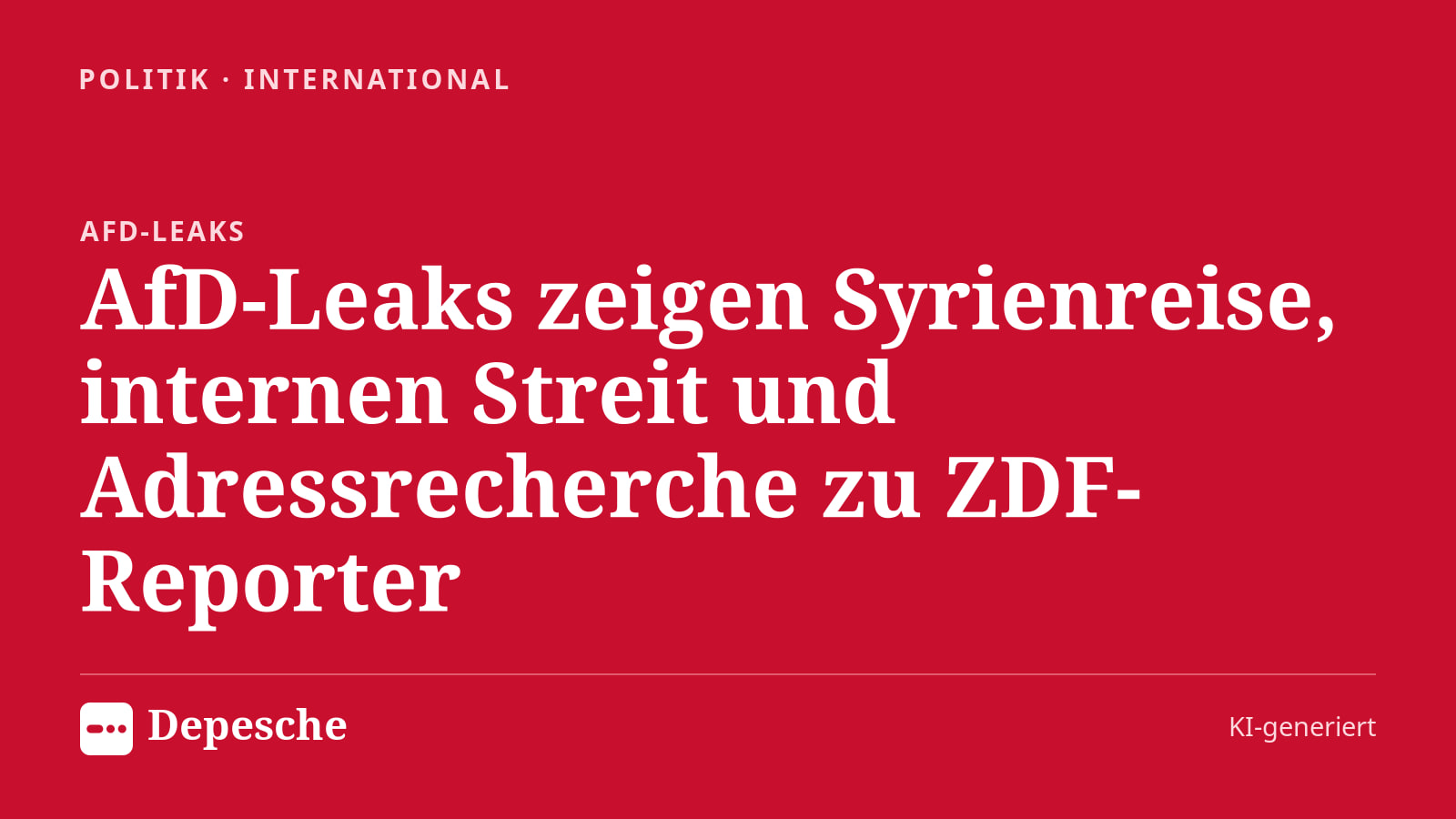 Politik: AfD-Leaks zeigen Syrienreise, internen Streit und Adressrecherche zu ZDF-Reporter