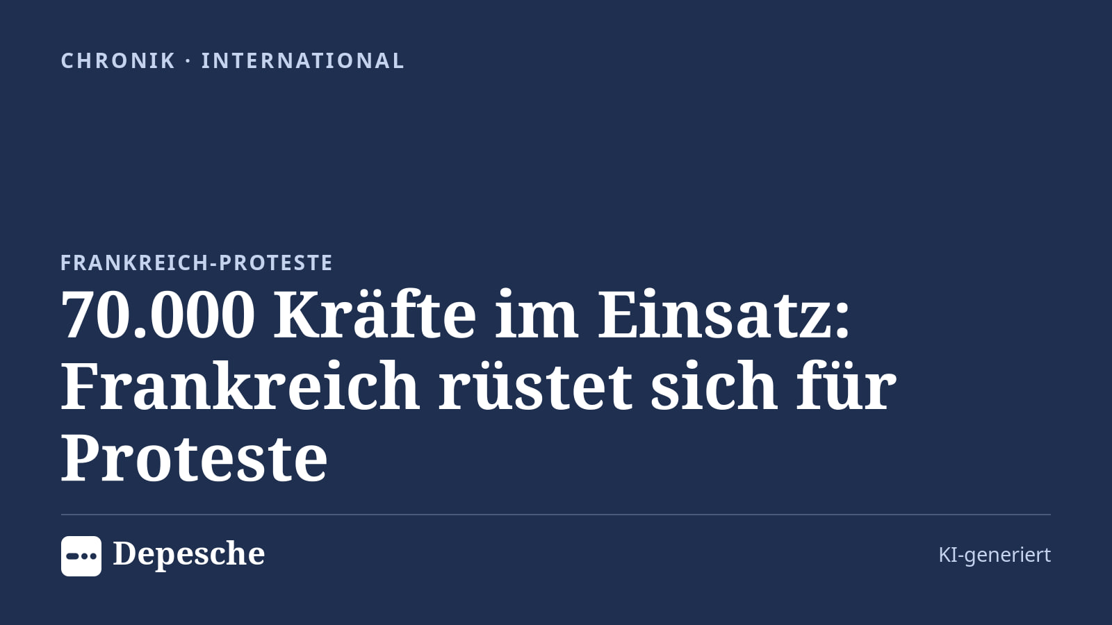 Chronik: 70.000 Kräfte im Einsatz: Frankreich rüstet sich für Proteste