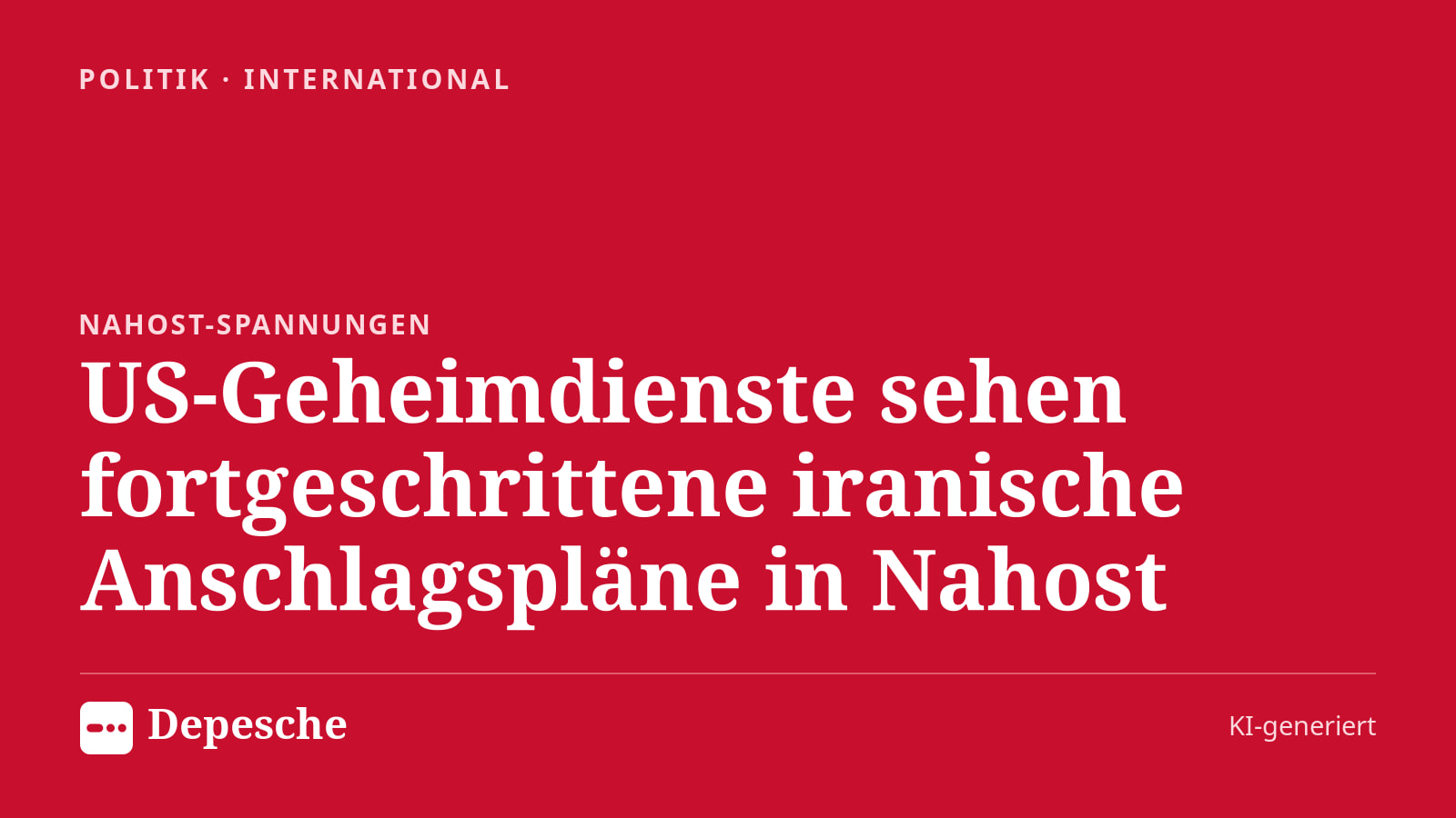 Politik: US-Geheimdienste sehen fortgeschrittene iranische Anschlagspläne in Nahost