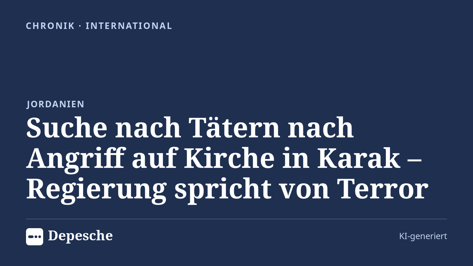 Chronik: Suche nach Tätern nach Angriff auf Kirche in Karak – Regierung spricht von Terror