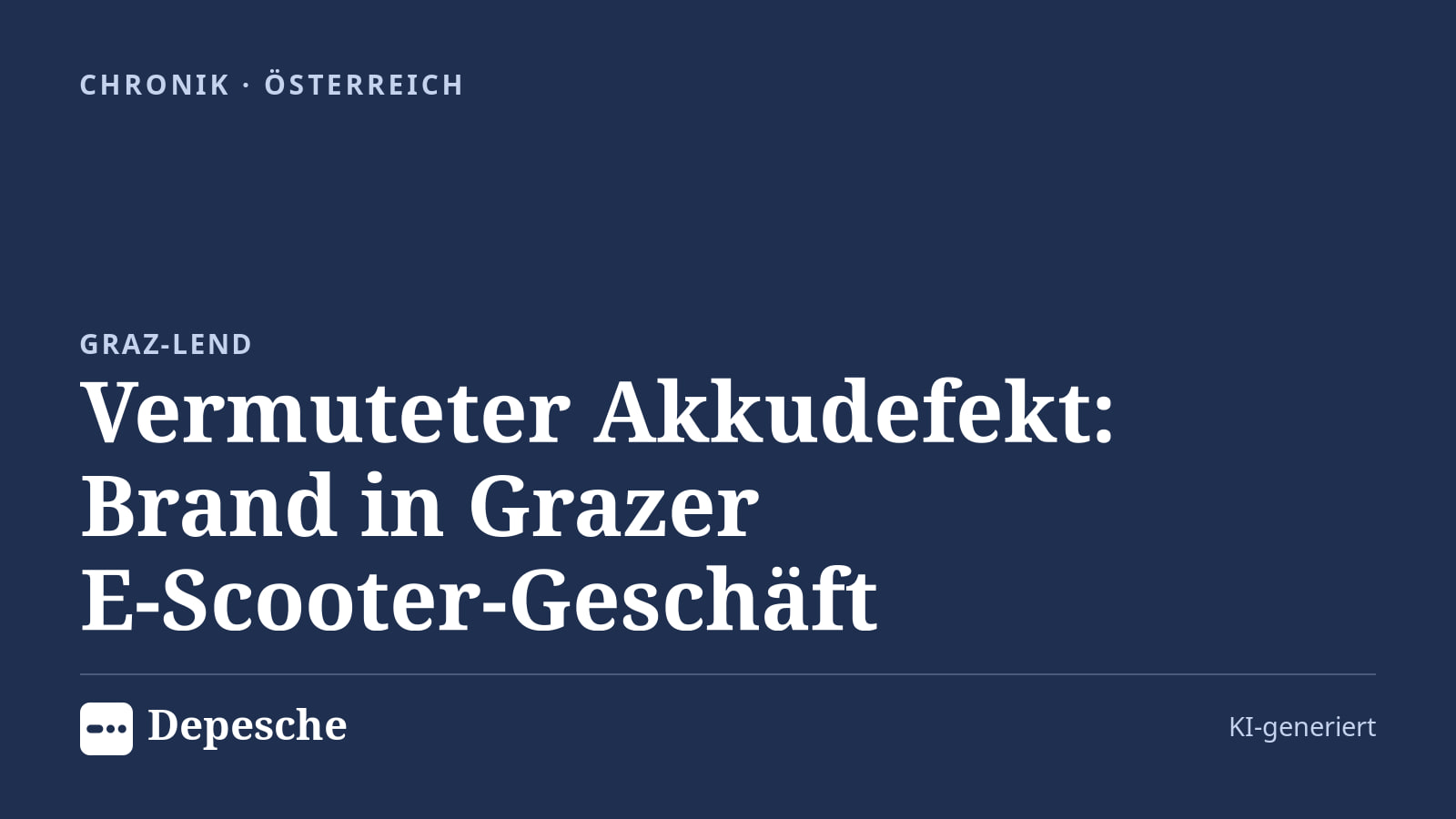 Chronik: Vermuteter Akkudefekt: Brand in Grazer E‑Scooter‑Geschäft