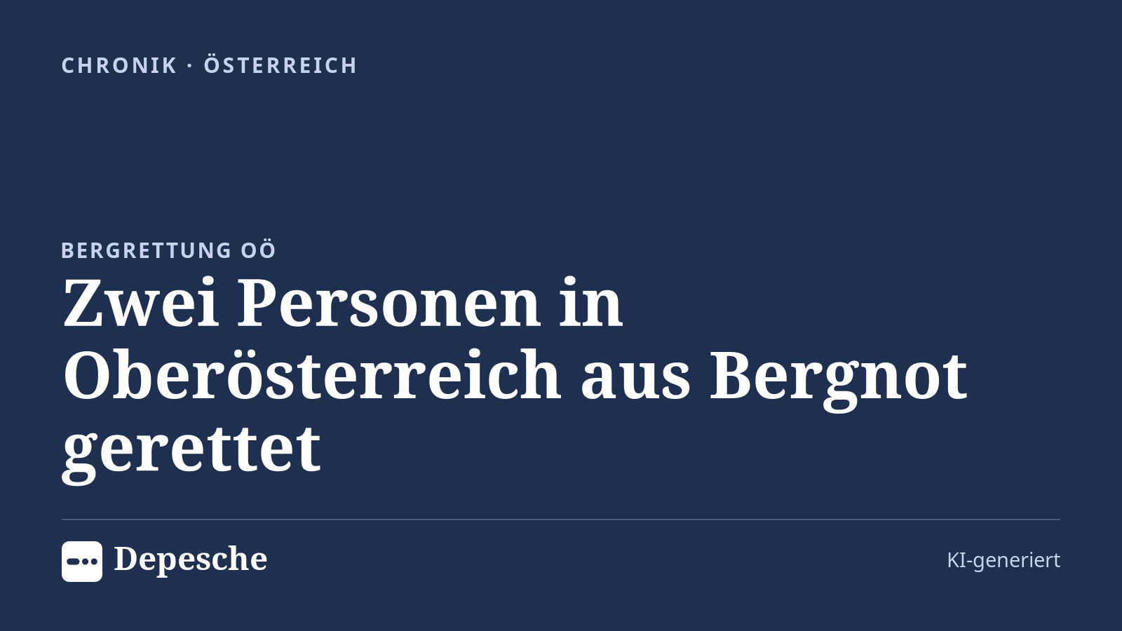 Chronik: Zwei Personen in Oberösterreich aus Bergnot gerettet