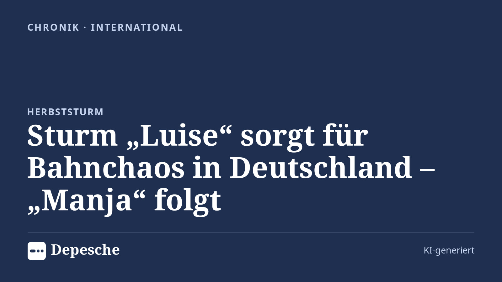 Chronik: Sturm „Luise“ sorgt für Bahnchaos in Deutschland – „Manja“ folgt