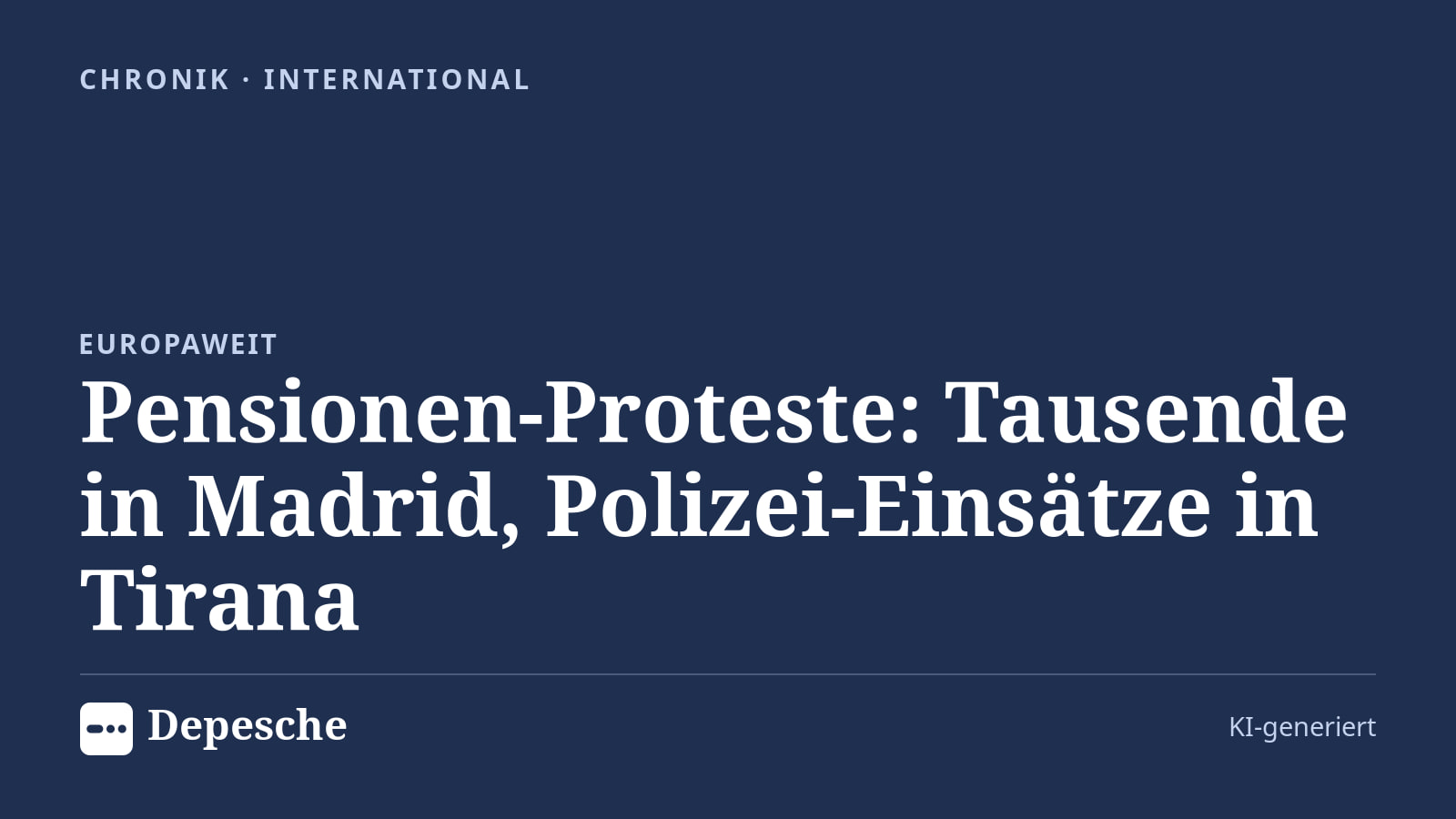 Chronik: Pensionen-Proteste: Tausende in Madrid, Polizei-Einsätze in Tirana