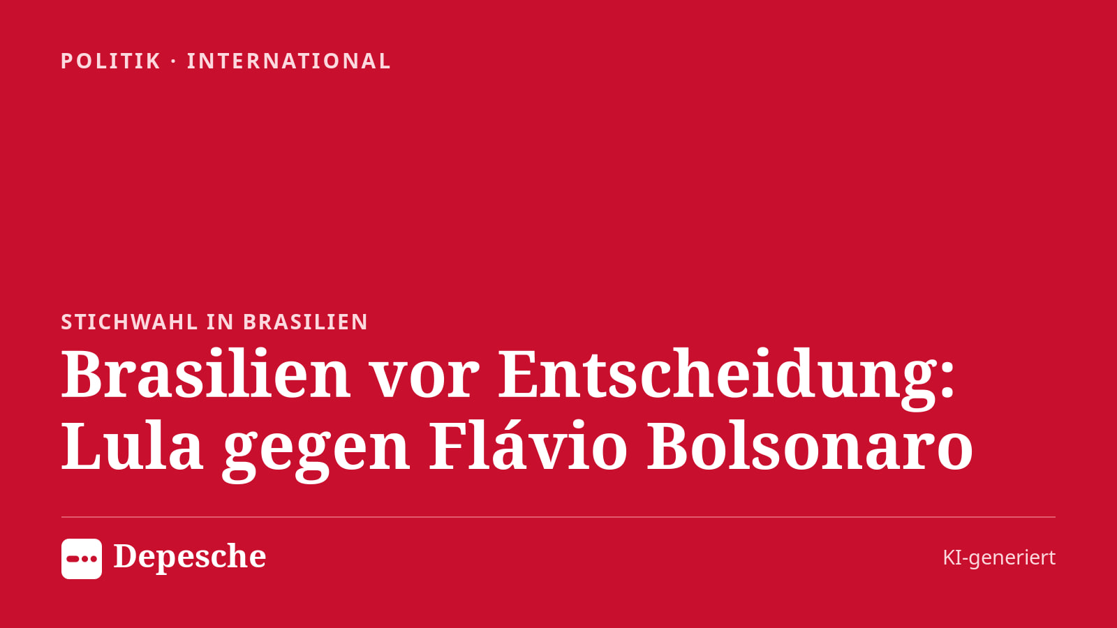 Politik: Brasilien vor Entscheidung: Lula gegen Flávio Bolsonaro