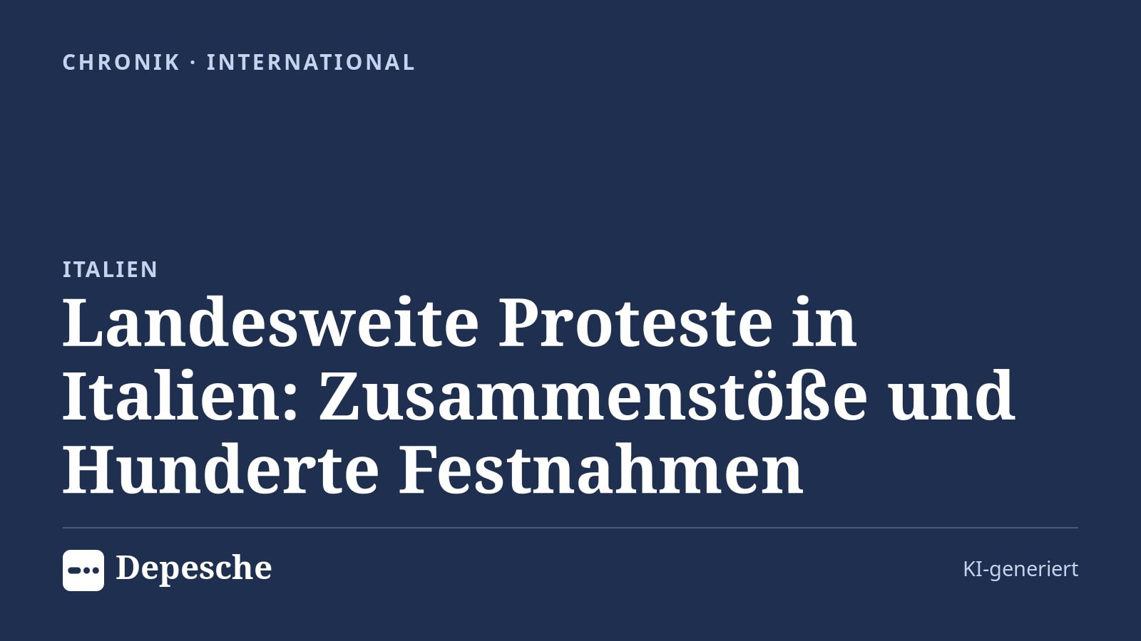 Chronik: Landesweite Proteste in Italien: Zusammenstöße und Hunderte Festnahmen