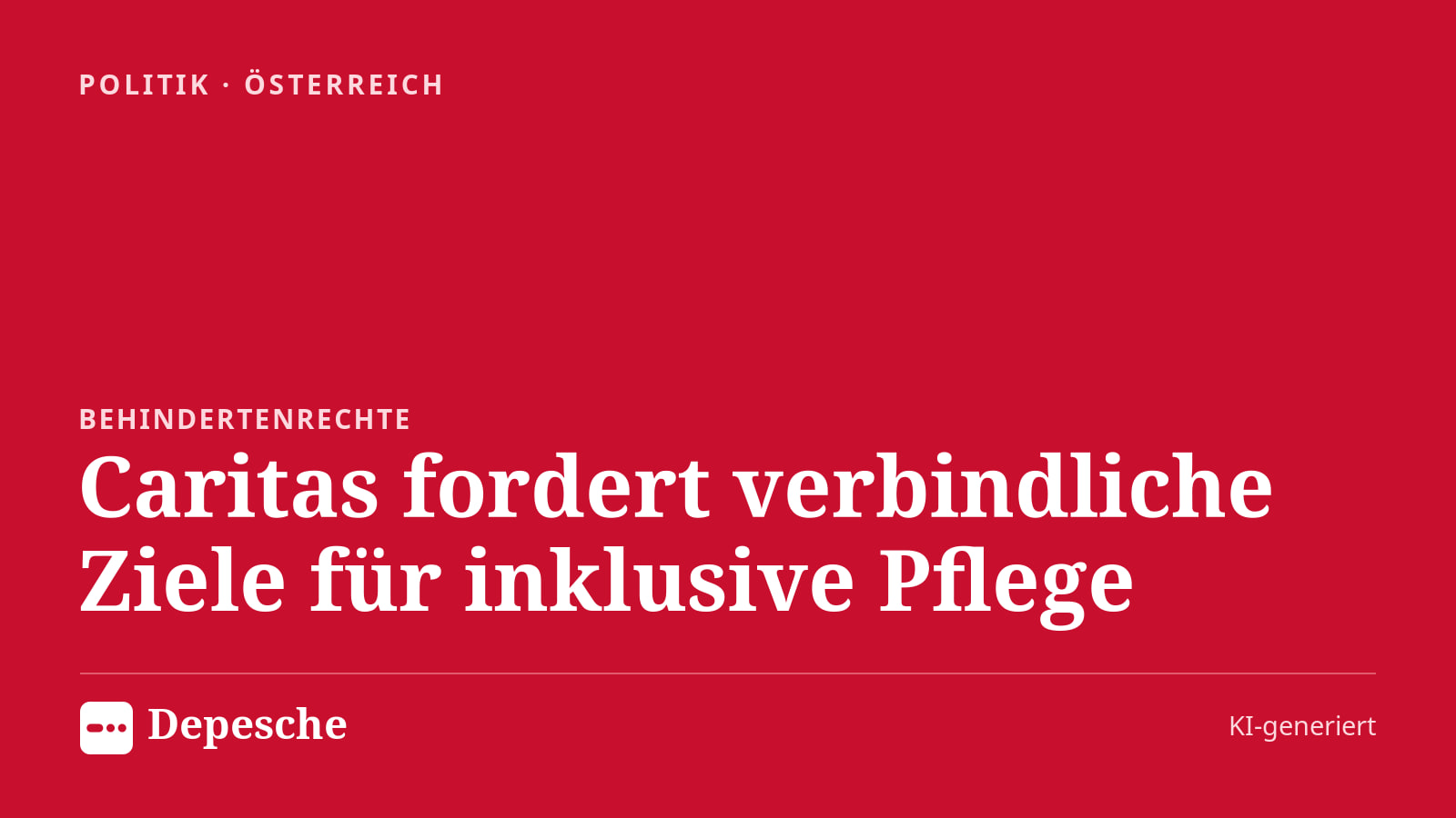 Politik: Caritas fordert verbindliche Ziele für inklusive Pflege