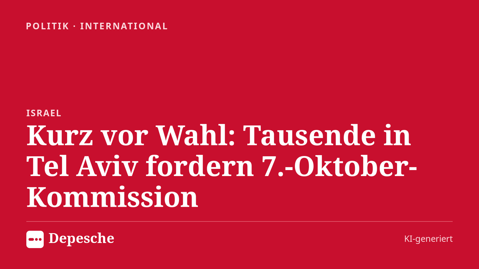 Politik: Kurz vor Wahl: Tausende in Tel Aviv fordern 7.-Oktober-Kommission
