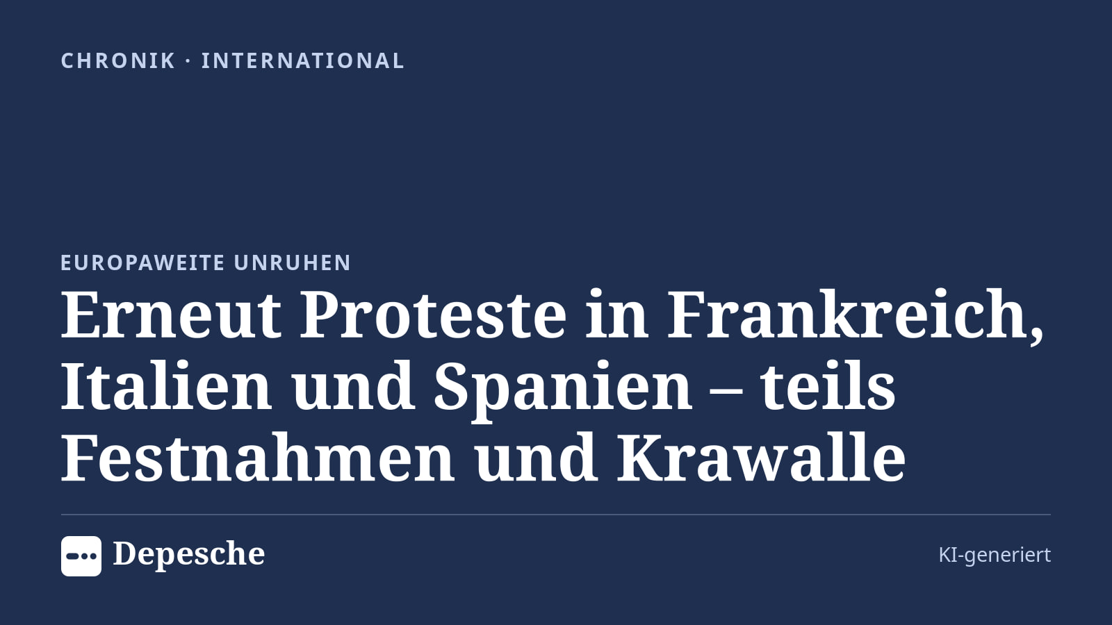 Chronik: Erneut Proteste in Frankreich, Italien und Spanien – teils Festnahmen und Krawalle
