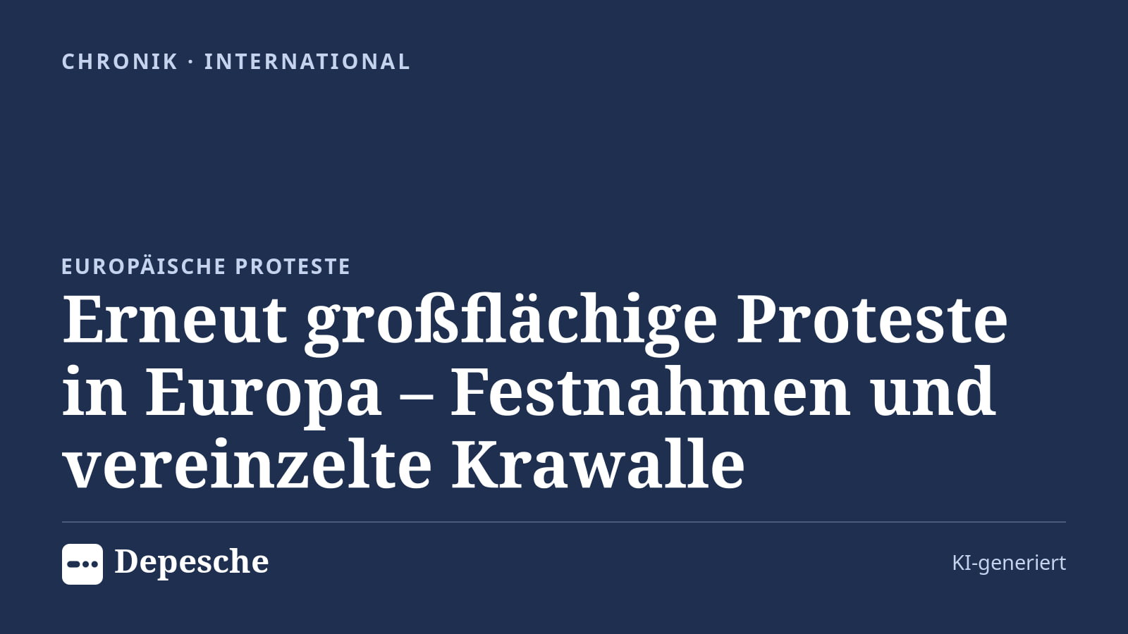 Chronik: Erneut großflächige Proteste in Europa – Festnahmen und vereinzelte Krawalle