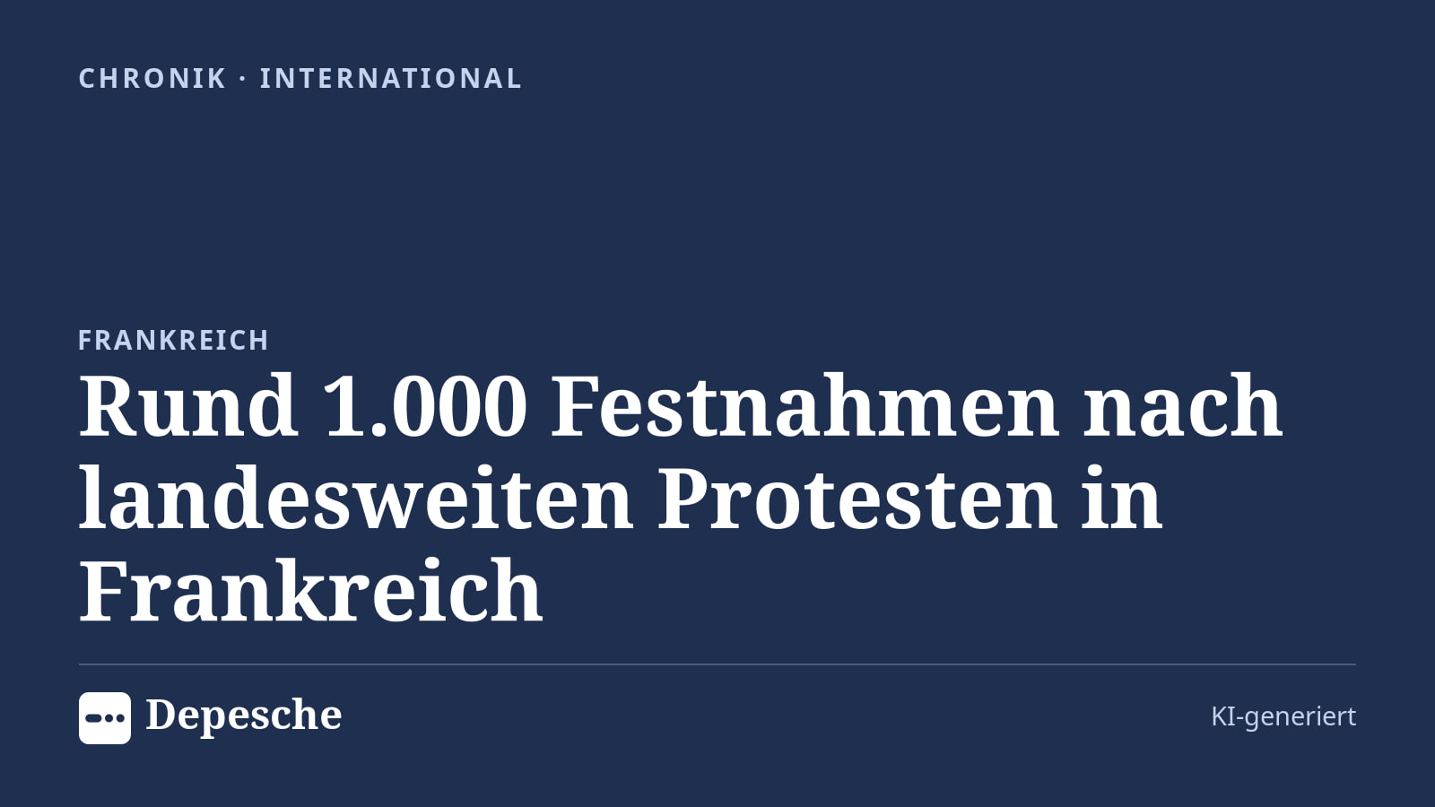 Chronik: Rund 1.000 Festnahmen nach landesweiten Protesten in Frankreich