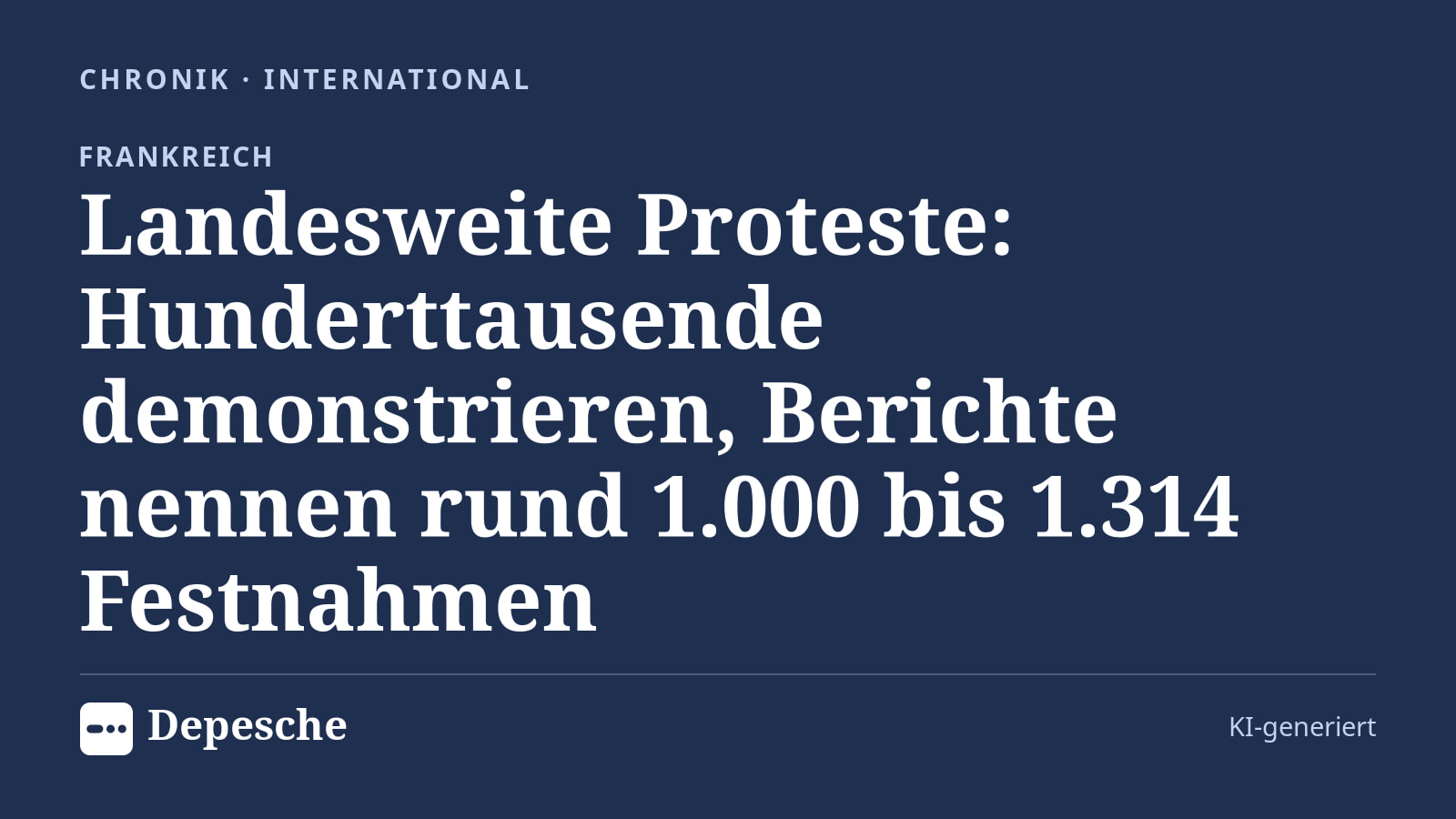Chronik: Landesweite Proteste: Hunderttausende demonstrieren, Berichte nennen rund 1.000 bis 1.314 Festnahmen